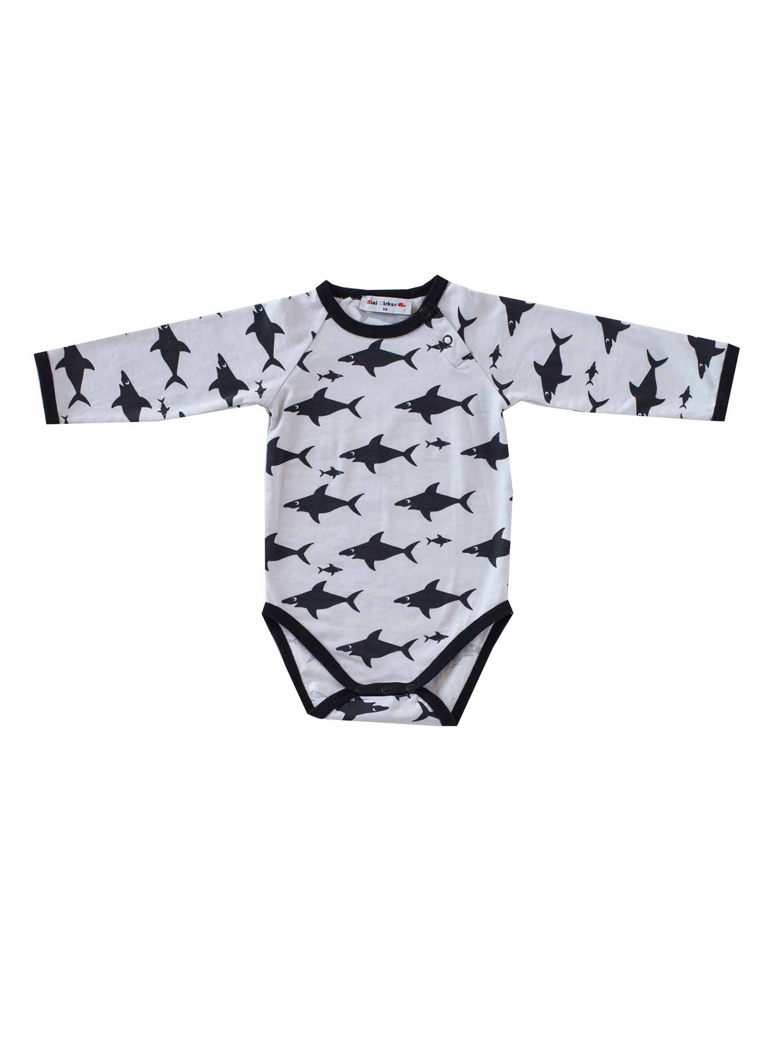 Mini Cirkus Body Langarmbody Hai Shark schwarz grau Gr. 68 ...